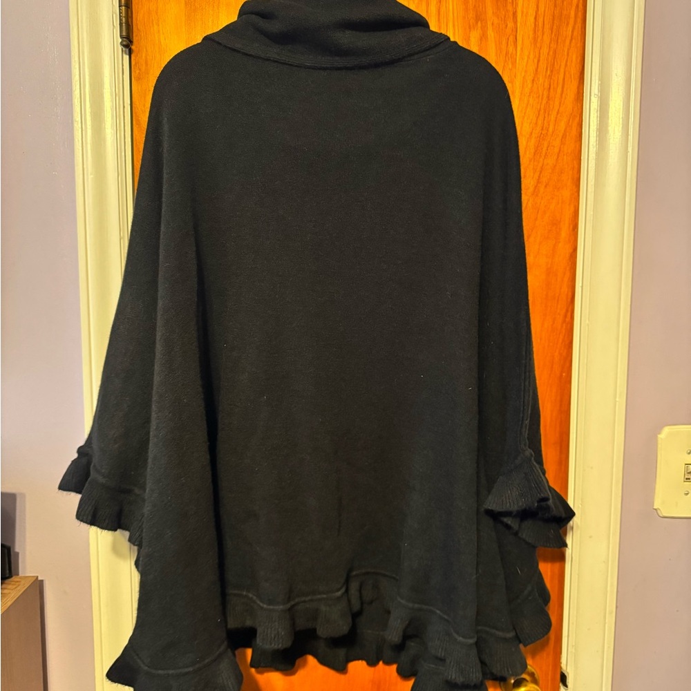 Cejon Black Knit Cowl Neck Poncho - Picture 2 of 2